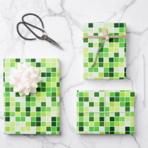 Schwimmbecken, grüne Mosaikfliesen, geometrisches Geschenkpapier Set