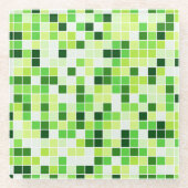 Schwimmbecken, grüne Mosaikfliesen, geometrisches  Glasuntersetzer (Vorderseite)