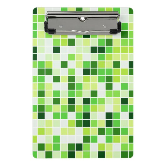 Schwimmbecken, grüne Mosaikfliesen, geometrisches  Mini Klemmbrett (Vorderseite)