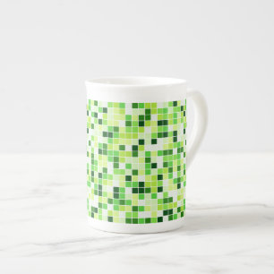 Schwimmbecken, grüne Mosaikfliesen, geometrisches Porzellantasse