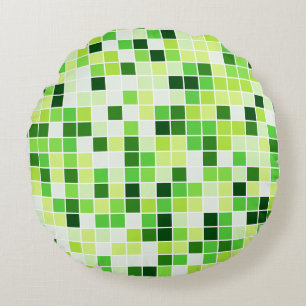 Schwimmbecken, grüne Mosaikfliesen, geometrisches  Rundes Kissen