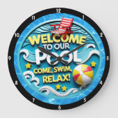 Schwimmbecken mit entspannender, lebendiger Atmosp Große Wanduhr (Vorderseite)