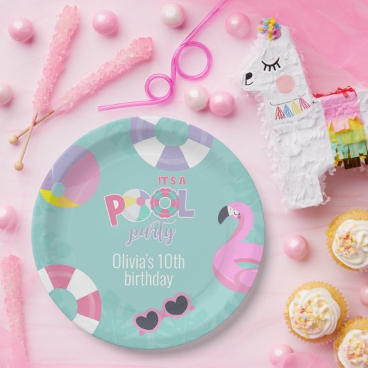 Schwimmbecken Party Girl Birthday Paper Plate Pappteller (Party)