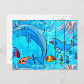 Schwimmdelphine Postkarte (Vorne/Hinten)