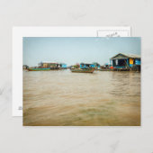 Schwimmdorf, Häuser & Boote, Kambodscha Postkarte (Vorne/Hinten)
