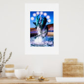 Schwimme mit Delphinbrunnen Poster (Küche)