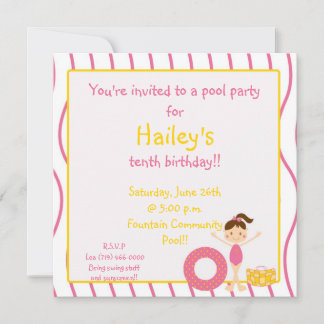Schwimmen am Party, Sie sind zu einem Pool eingela Einladung