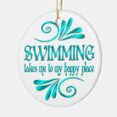 Schwimmen am schönen Ort Keramik Ornament (Links)