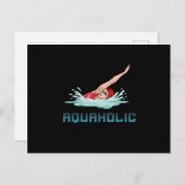 Schwimmen Cap Goggles Schwimmen Liebe Funny Swimme Postkarte (Vorne/Hinten)