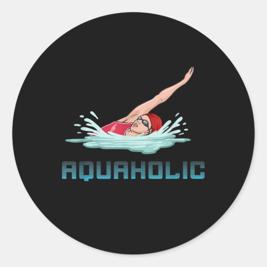 Schwimmen Cap Goggles Schwimmen Liebe Funny Swimme Runder Aufkleber (Vorderseite)