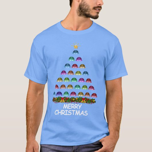 Schwimmen Christmasree Frohe Weihnachtsfreunde T-Shirt (Vorderseite)
