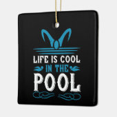 Schwimmen - Das Leben im Schwimmbad ist cool Keramikornament (Links)