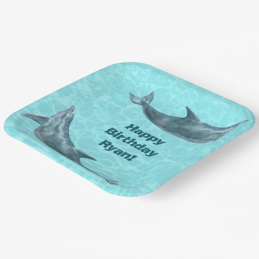 Schwimmen Delphine Pool oder Beach Birthday Party Pappteller (Gewinkelt)