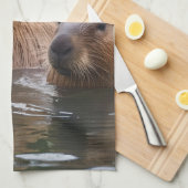 Schwimmen der Capybaras im Fluss, Geschirrtuch (Viertel Falte)