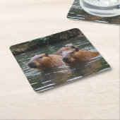 Schwimmen der Capybaras im Fluss, Rechteckiger Pappuntersetzer (angewinkelt)
