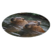 Schwimmen der Capybaras im Fluss, Schneidebrett (Ecke)