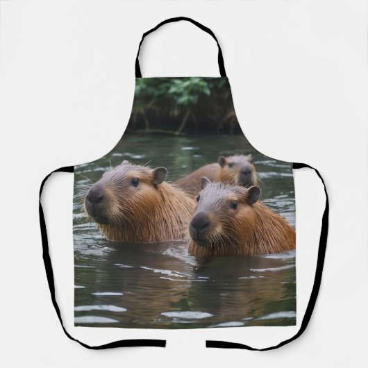 Schwimmen der Capybaras im Fluss,  Schürze (Vorderseite)