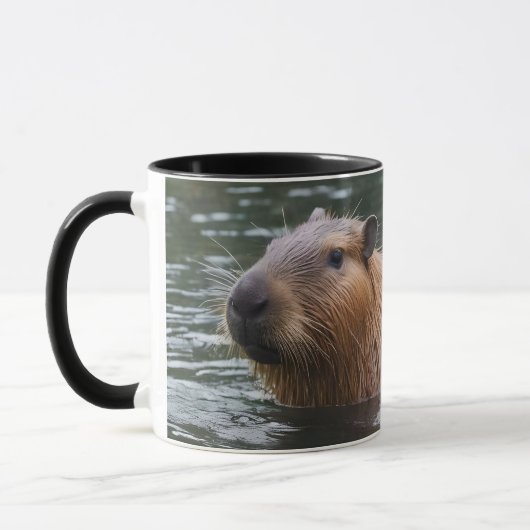 Schwimmen der Capybaras im Fluss, Tasse (Links)