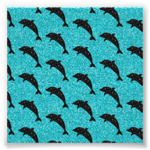 Schwimmen Dolphin Black Glitzer Ocean Animes L Fotodruck