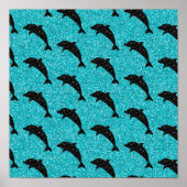 Schwimmen Dolphin Black Glitzer Ocean Animes Poster (Vorne)