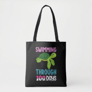 Schwimmen durch 100 Schultage Schildkröte Tasche