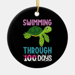 Schwimmen durch 100 Tage Schule Schildkröte Keramik Ornament