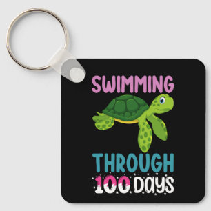 Schwimmen durch 100 Tage Schule Schildkröte Schlüsselanhänger
