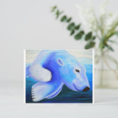 Schwimmen Eisbärenmalerei Postkarte (Stehend Vorderseite)