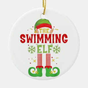 Schwimmen Elf Familie Matching Gruppe Weihnachten  Keramik Ornament