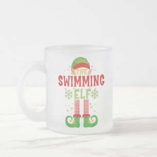 Schwimmen Elf Familie Matching Gruppe Weihnachten Mattglastasse