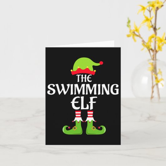 Schwimmen Elf Matching Familiengruppe Weihnachten Karte (Gelbe Blume)