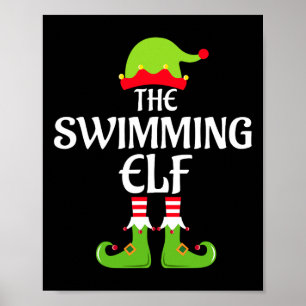 Schwimmen Elf Matching Familiengruppe Weihnachten Poster
