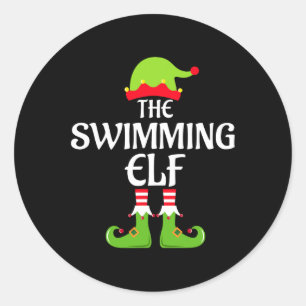 Schwimmen Elf Matching Familiengruppe Weihnachten  Runder Aufkleber