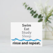 Schwimmen, essen, studieren, schlafen ... spülen u postkarte (Stehend Vorderseite)