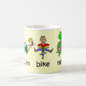 Schwimmen-Fahrrad-Lauf Kaffeetasse (Mittel)