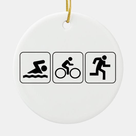 Schwimmen, Fahrrad, Lauf - Triathlon Keramikornament (Vorne)
