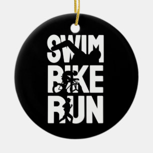 Schwimmen Fahrrad Laufen Keramik Ornament