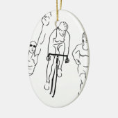 Schwimmen-Fahrrad-Lauftriathlon-Frau Keramikornament (Links)