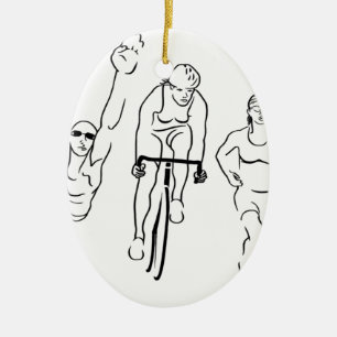 Schwimmen-Fahrrad-Lauftriathlon-Frau Keramikornament