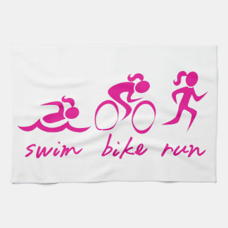 Schwimmen-Fahrrad Tri Laufmädchen Küchentuch
