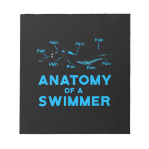 Schwimmen Fan gibt Anatomie eines Schwimmers Notizblock