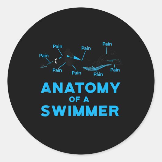 Schwimmen Fan gibt Anatomie eines Schwimmers Runder Aufkleber (Vorderseite)