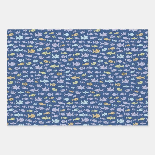 Schwimmen Fisch Nautical Beach Sea Life Patterns Geschenkpapier Set (Vorderseite 3)