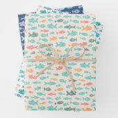 Schwimmen Fisch Nautical Beach Sea Life Patterns Geschenkpapier Set (Beispiel)