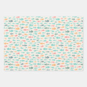 Schwimmen Fisch Nautical Beach Sea Life Patterns Geschenkpapier Set (Vorderseite)