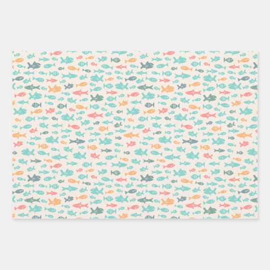 Schwimmen Fisch Nautical Beach Sea Life Patterns Geschenkpapier Set (Vorderseite)