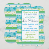 Schwimmen Fishies Baby Sip und sehen Einladung (Vorne/Hinten)