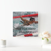 SCHWIMMEN-FOTO-KLOCKEN-VORLAGE QUADRATISCHE WANDUHR (Zuhause)