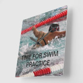 SCHWIMMEN-FOTO-KLOCKEN-VORLAGE QUADRATISCHE WANDUHR (Winkel)