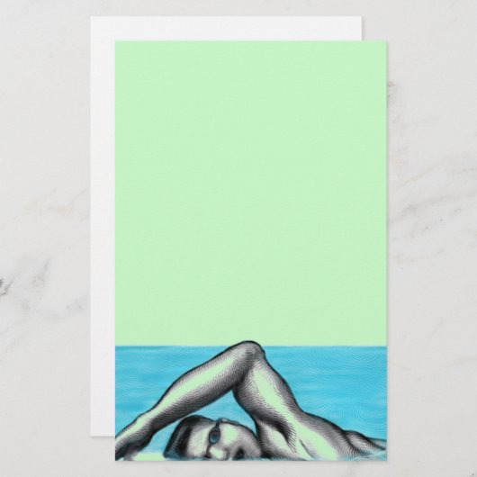 Schwimmen Freestyle Schwimmer Stationierung Briefpapier (Vorne/Hinten)